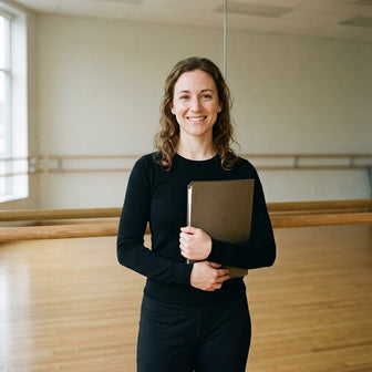 Dana R., studio dance teacher, in an empty studio